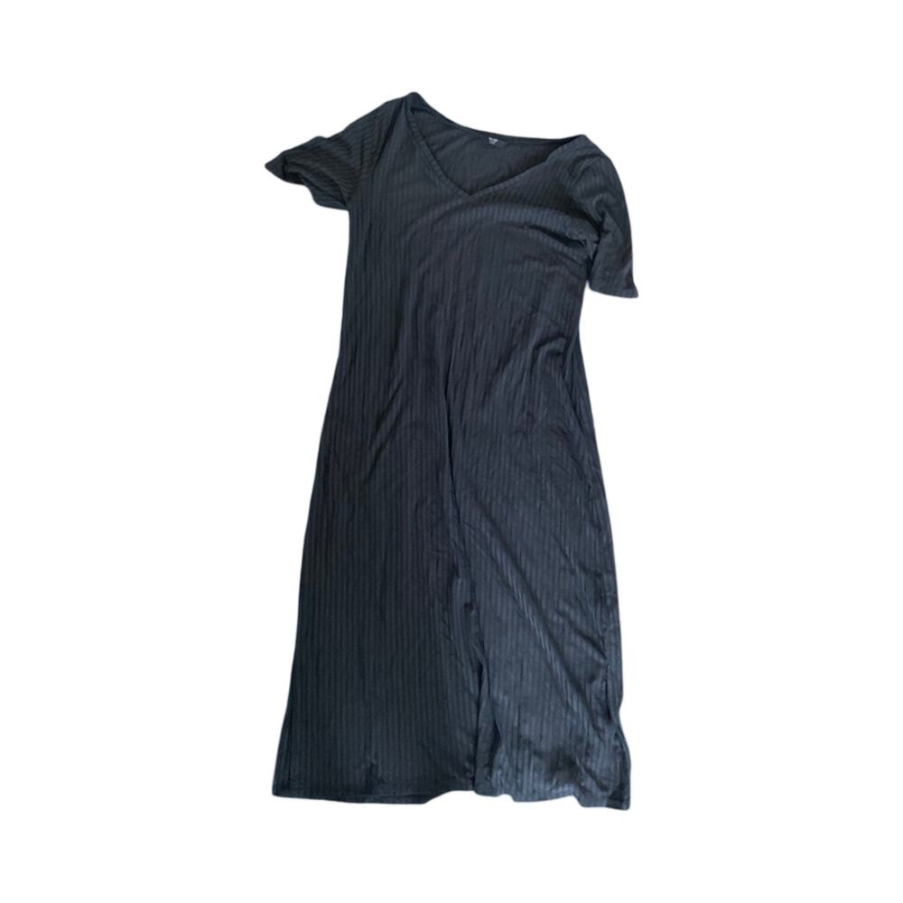 Brass Women’s Black Ribbed Midi Dress Size: M